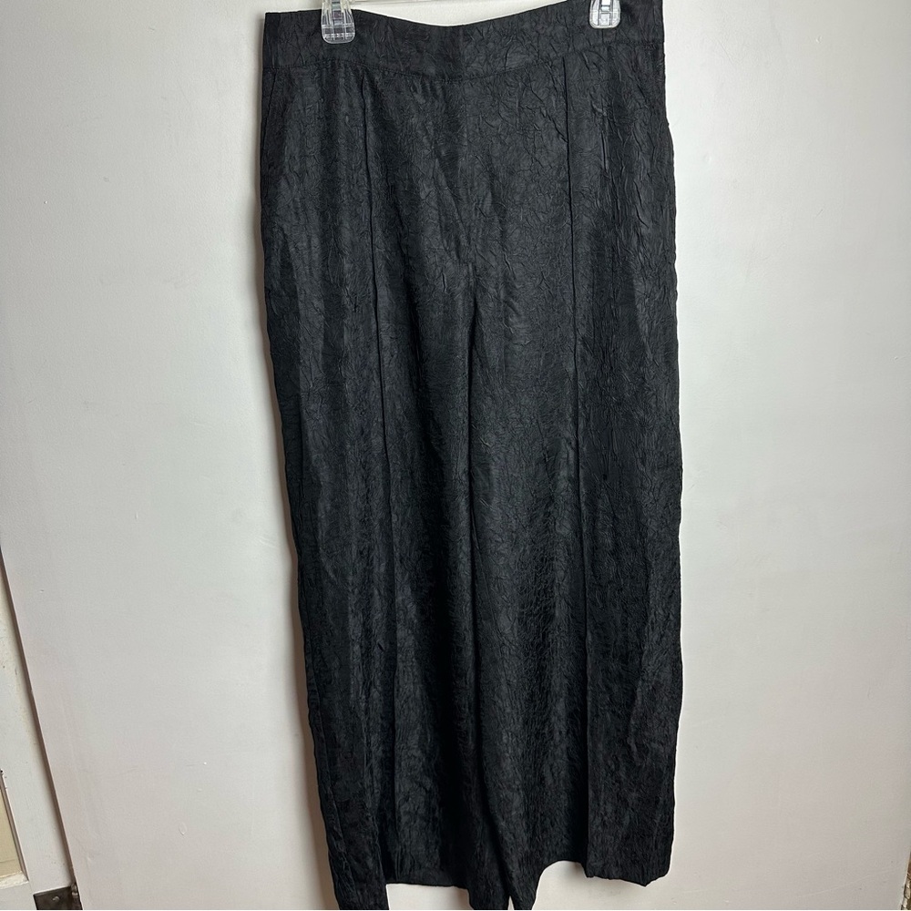 House Of Harlow 1960 Wide Leg Crepe Pants Women's Size Large Elastic Waist Black